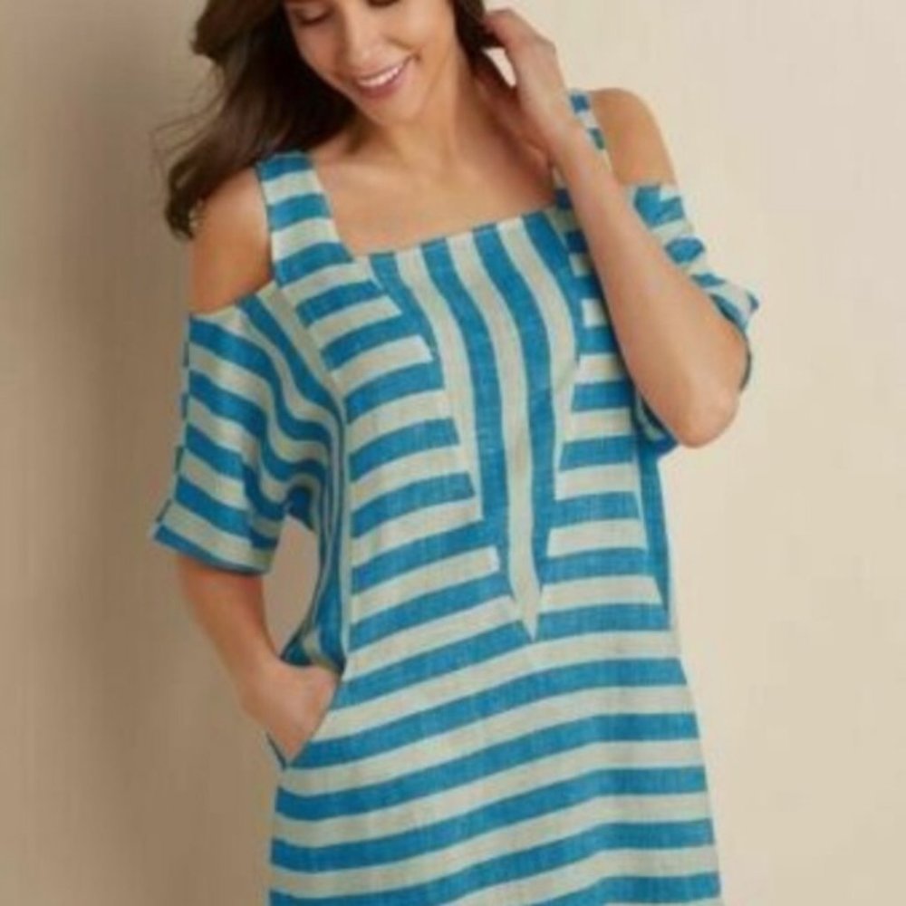 Soft Surroundings Sunset Linen Blend Striped Tunic - Picture 3 of 12